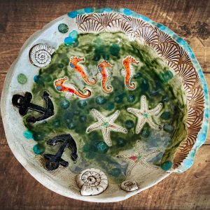 Türkis Grüne Keramik Vogeltränke